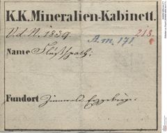 Etiketten zu Fluorit (NHMW-MIN-Am171)